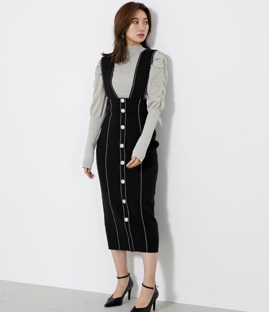 rienda HWジャンパーKnit SK BLK