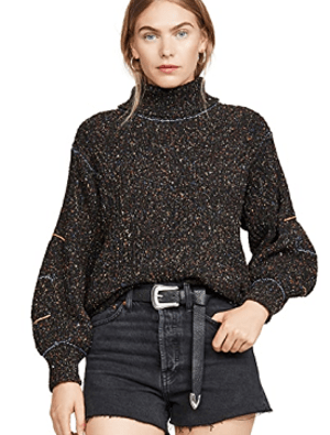 TOGA PULLA Tweed Knit High Neck Sweater