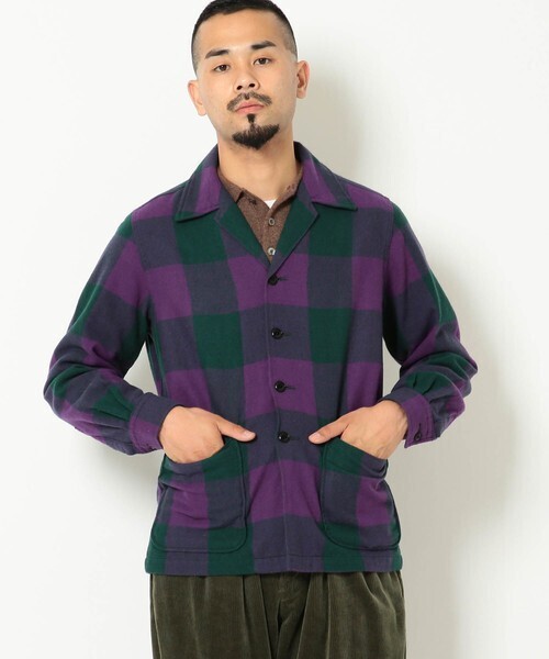 BEAMS PLUS ブロックチェック キャンプカラー ジャケット