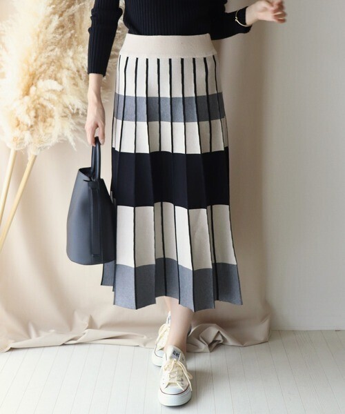 BLUEEAST 配色ニットスカート