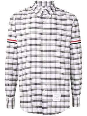 THOM BROWNE.NEW YORK オックスフォード ダブルタッタサールチェック RWB アームバンドシャツ