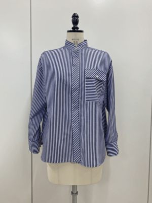 LAPINE BLEUE ロンドンストライプスタンドカラーブラウス