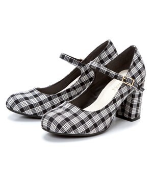 夢展望 ７．５ｃｍ太ヒールストラップパンプス