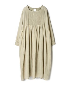maison de soil BOILED WOOL PLAIN MINI PINTUCK CREW-NECK L/SL DRESS