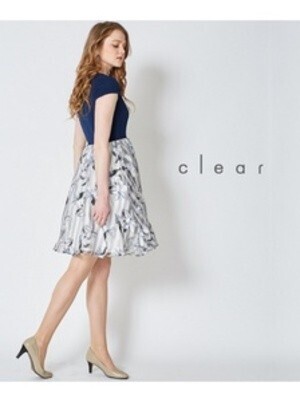 clear リップル×ボーダー花柄ワンピ