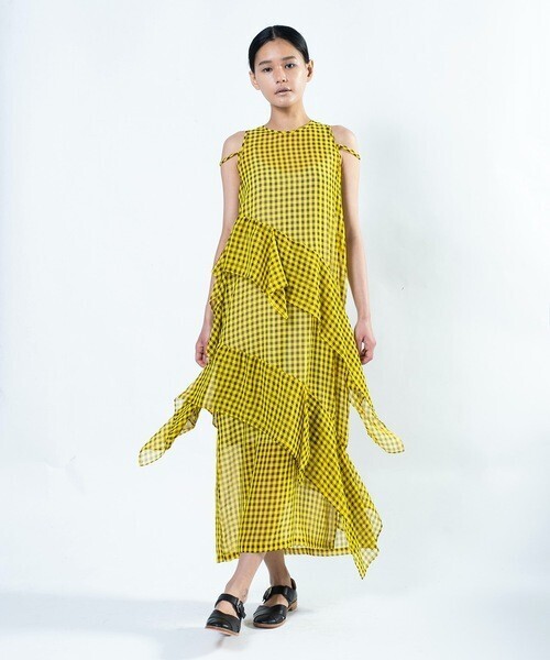 mintdesigns SQUARE FRILL DRESS / スクエアフリルドレス