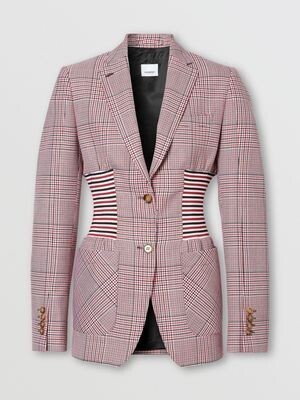 BURBERRY ニットパネル ハウンズトゥースチェック ウールジャケット