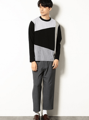 COMME CA COMMUNE スビンギザ　パッチワーク　長袖Tシャツ