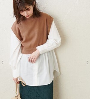 natural couture シャツドッキングニットプルオーバー