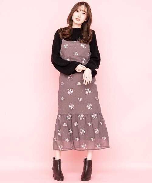WILLSELECTION ドット刺繍スリップワンピース