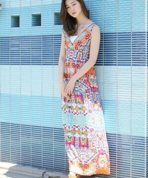 AZUL by moussy ANGIEネイティブフラワーカシュマキシOP