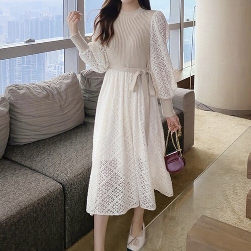 Maison de Lyla レースドッキングニットワンピースML890
