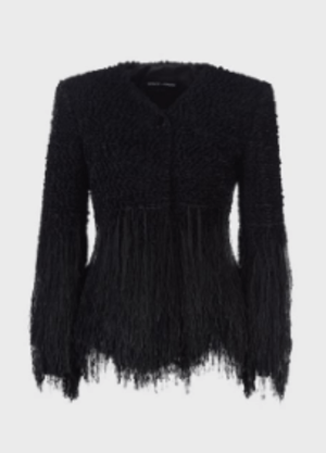 GIORGIO ARMANI ジャケット ブークレ風ニット製 フリンジ