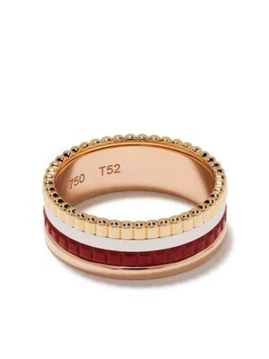 BOUCHERON Quatre Red Edition セラミック ウェディング リング 18Kイエロー ローズ ホワイトゴールド