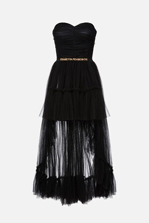 ELISABETTA FRANCHI Long tulle dress with sweetheart neckline