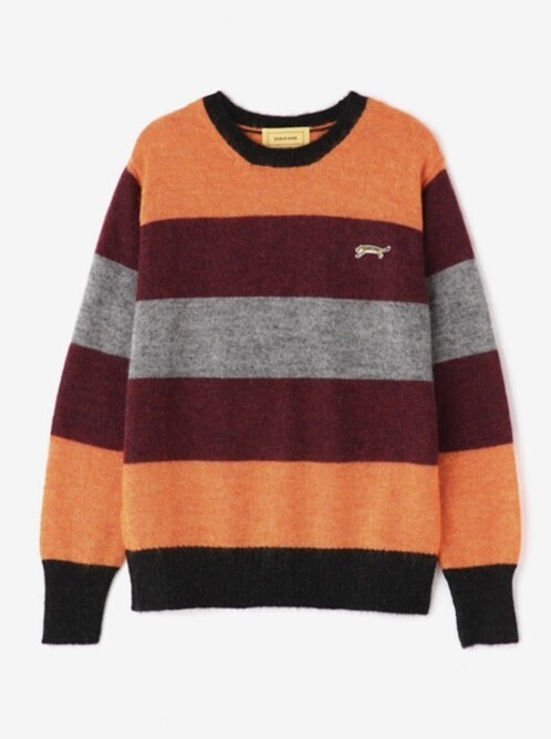 SEVEN BY SEVEN CREW NECK MOHAIR BORDER KNIT