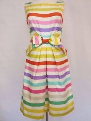 kate spade new york Jillian Striped Bow Casual Cocktail Silk Dresses