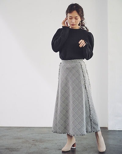 Cherie Mona フリンジチェックスカート