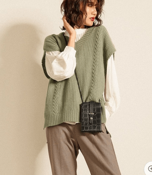 LADYMADE ラクーン混ケーブルニットベスト