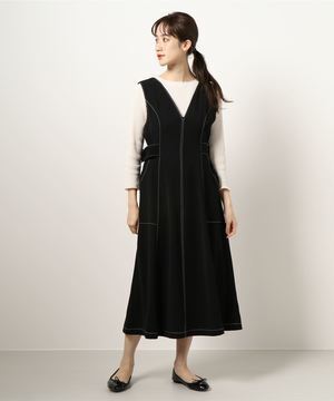 LADYMADE バイカラーステッチジャンバースカート