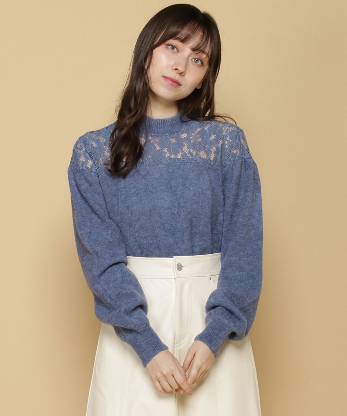 And Couture ヨークレースモヘアニットプルオーバー
