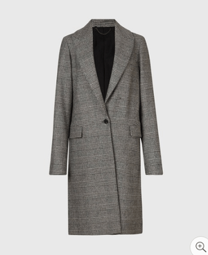 ALLSAINTS TAMIA WOOL BLEND CHECK DUSTER