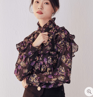 Lady Rora Lady Rora 花柄シフォンシアーシャツ