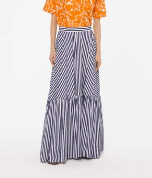 PLAN C STRIPED LONG SKIRT