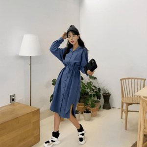 MERONGSHOP 3カラーストライプシャツワンピース[MADE.M]