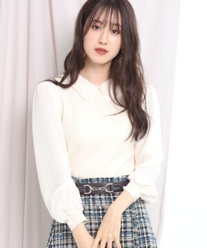 Rirandture 長袖シフォン衿付ニット