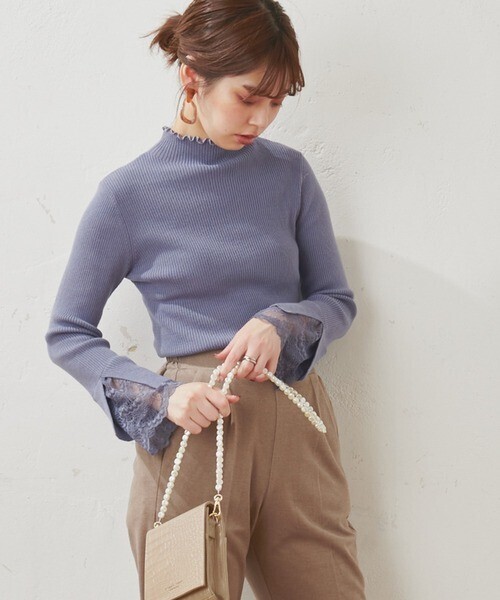 natural couture 袖口レースリブタートル