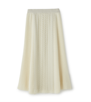 TAN CABLE MOTIF FLAIR SKIRT