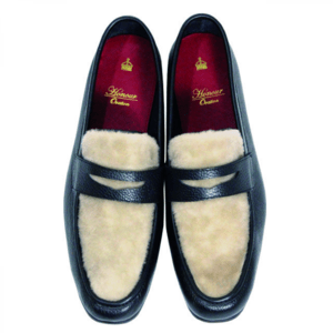 Honour Ovation 【1000】 Black/Wool　メンズ コインローファー ムートン シューズ