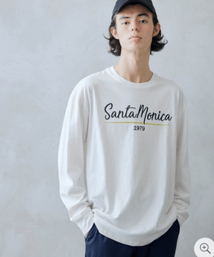 BARK MANHATTAN ロゴ×フォトプリント オーバーサイズクルーネック長袖Tシャツ