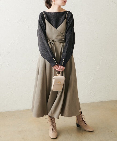 natural couture バックリボンキャミワンピース