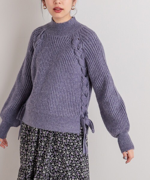 natural couture サイドレースアップほんわりニット