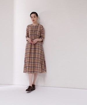 ADIEU TRISTESSE 綿麻チェックワンピース
