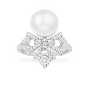 APM Monaco Cross Ring With Pearl - Silver