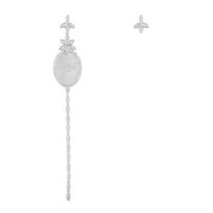 APM Monaco Asymmetric White Nacre Earring And Its Stud - Silver