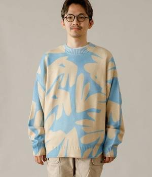 Saturdays NYC Tahiti Palms Mixed Stitch Sweater