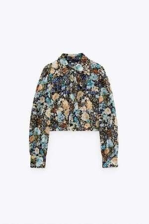 ZARA クロップド丈プリントシャツ