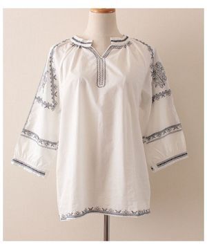 Sawa a la mode エスニック刺繍のコットントップス