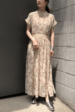 &g’aime 花柄サイドベルトワンピース(988-66404)