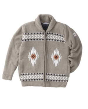 Hush Puppies フェザーモールネイティブ柄全開ニットブルゾン