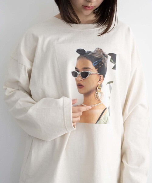 FREE'S MART デコレーションモデルプリント長袖Tシャツ