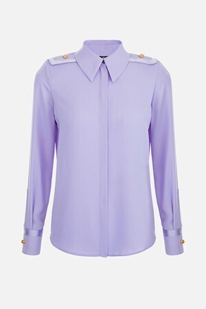 ELISABETTA FRANCHI Duchess satin blouse with shoulder pads