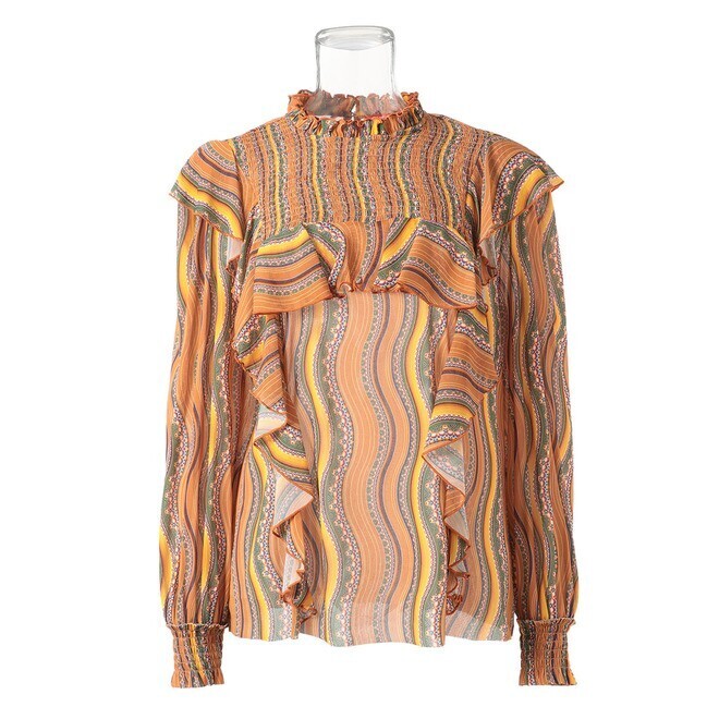 VIVIENNE TAM MINI WAVE PRINT ON ST NETTING　ブラウス