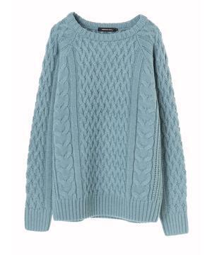 AMERICAN HOLIC クルーネックラグランケーブルニットプルオーバー