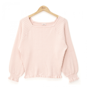 flower square frill rib knit