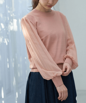 ROPE' PICNIC シアースリーブプリーツニットプルオーバー